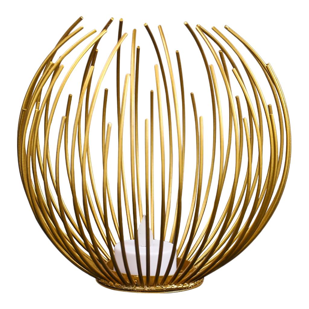 Nordic Style Geometric Wire Candle Holder Iron Bronze Candlestick Lantern