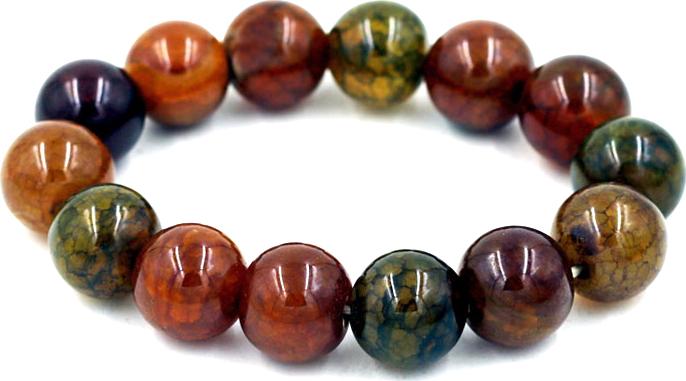 Vòng tay chuỗi hạt đá vân rồng 14 ly 14 hạt 196mm