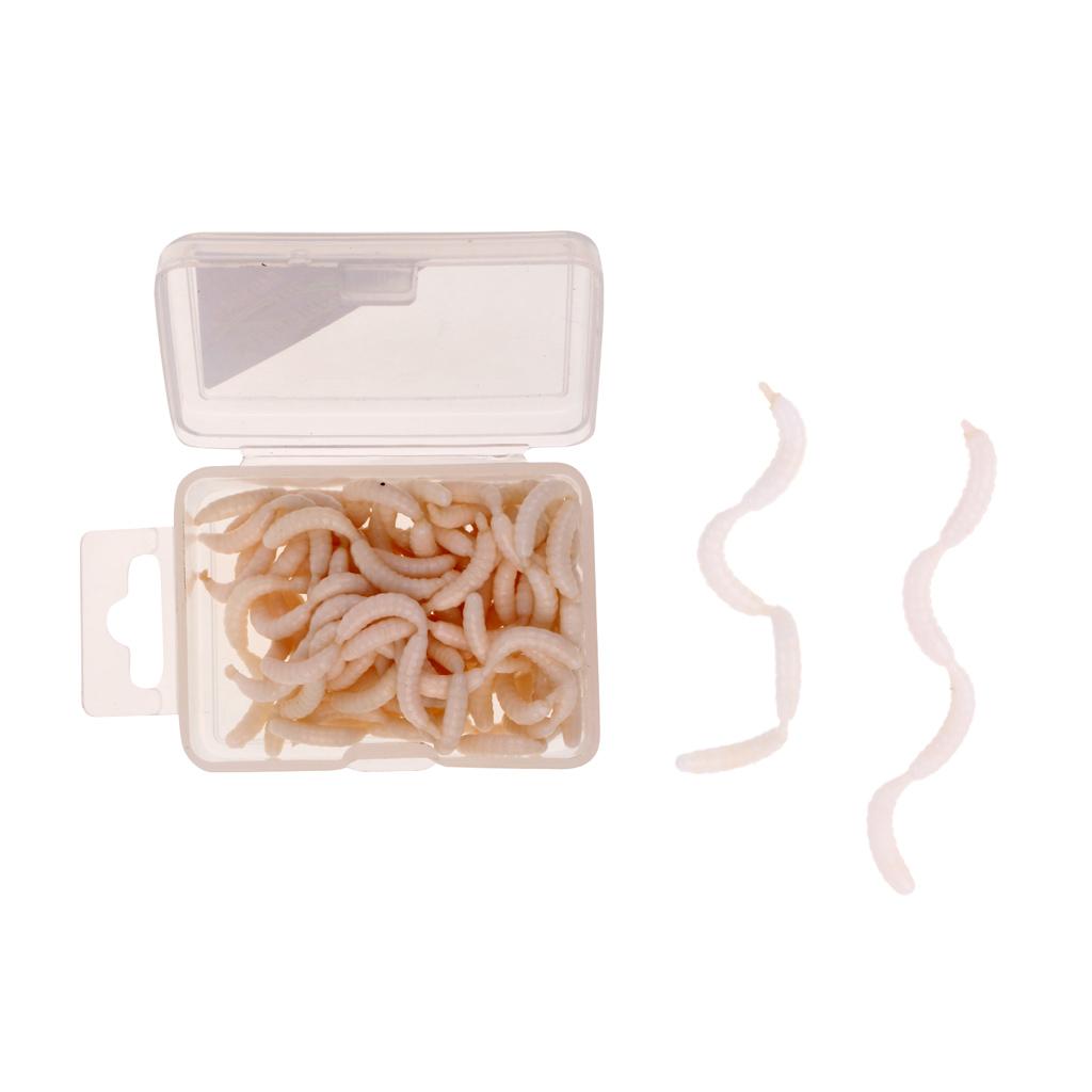 120Pcs/Box White Fishing Maggots Soft Worms Lure Strong Fishy Fishing Bait