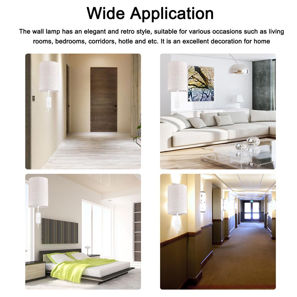 Plug in Wall Sconce 3 Color Temperature Wall Light Wall Lamp with Plug in Cord Dimmable Switch Bulb for Living Room