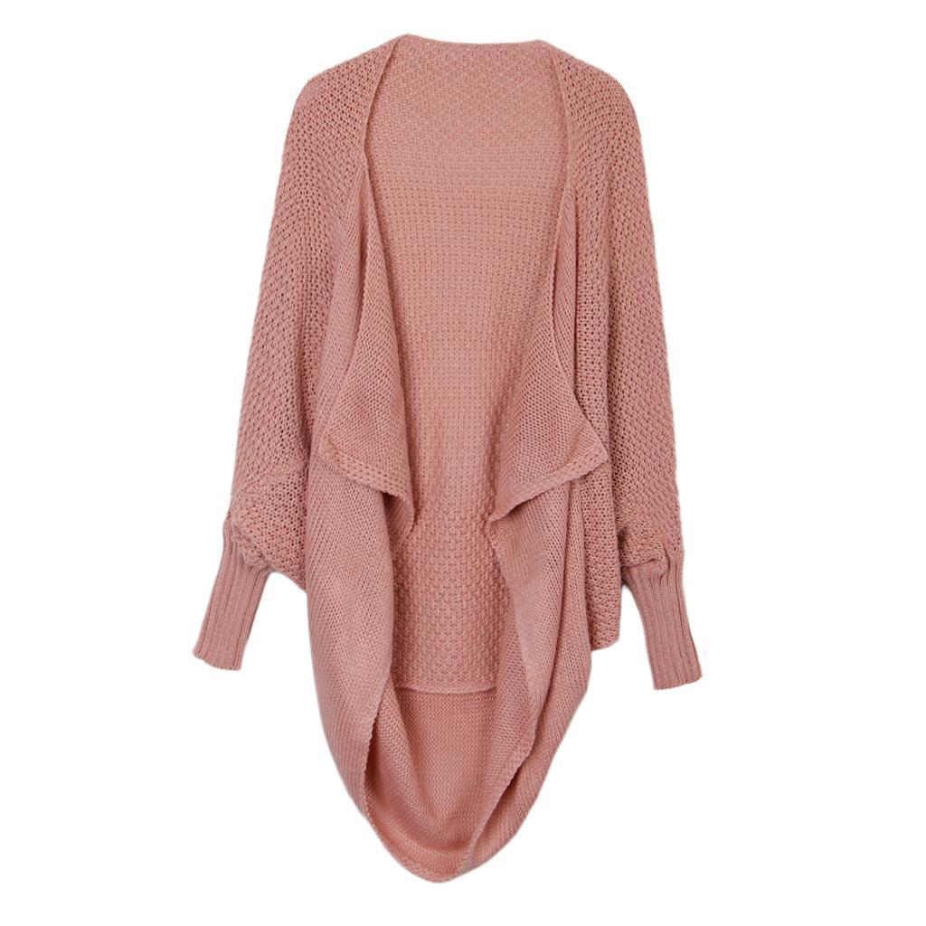 Womens Solid Cardigan Slouchy Loose Sweater Batwing Long Sleeve Chunky Knitted Front Open Outwear