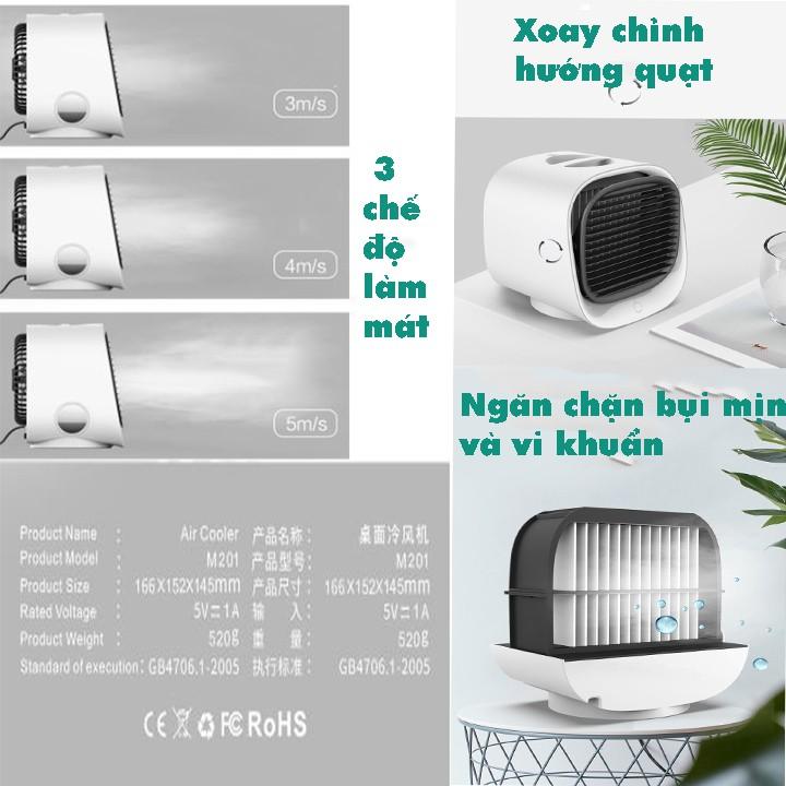 Quạt điều hòa mini để bàn không gây tiếng ồn- có đèn Led 7 màu và cổng sạc USB