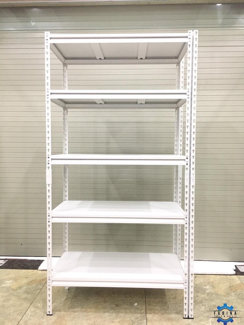 Kệ 5 tầng tấm thép màu trắng ngang 107cm