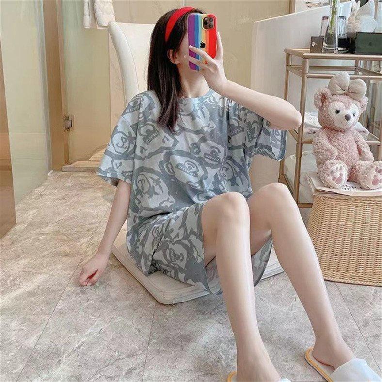 Set gấu xanh senseless unisex  Nana's House - FREESHIP  Bộ áo phông tay lỡ oversize mix quần đùi suông basic