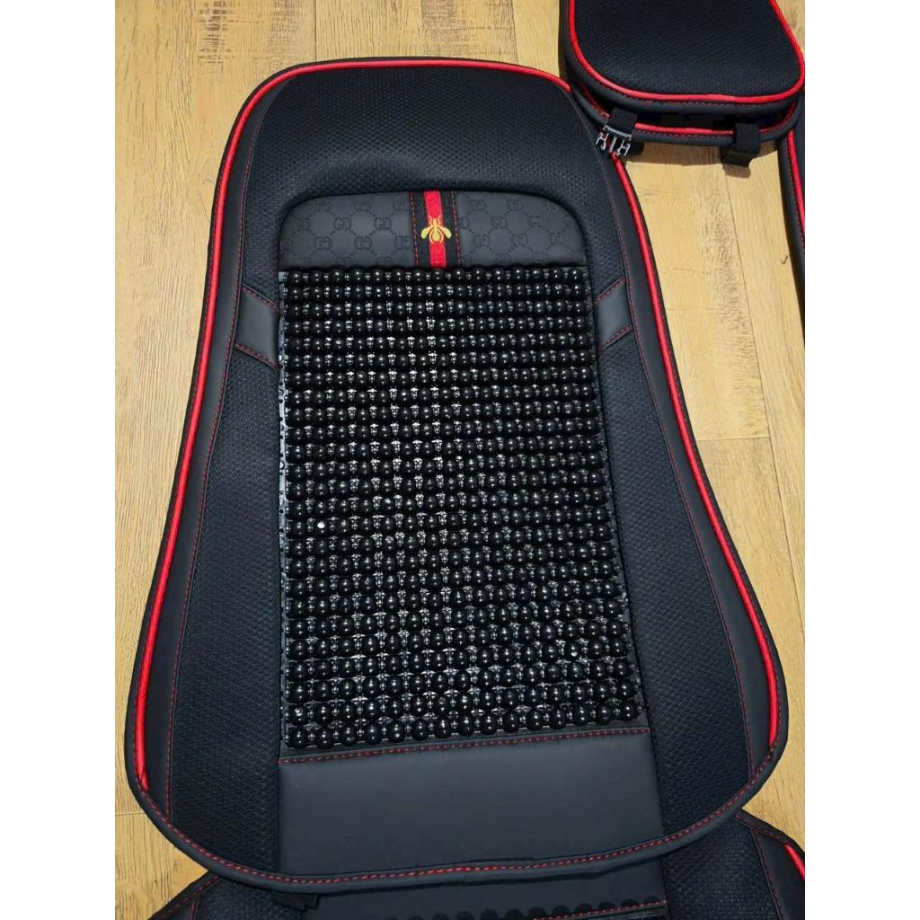 Lót ghế ô tô da trùm ghế phối hạt gỗ massage cao cấp - Áo ghê Fast Car - Áo ghế liền ô tô