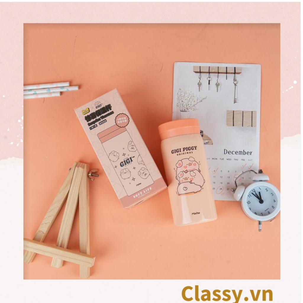 Bình giữ nhiệt Classy inox cao cấp họa tiết heo hồng dễ thương 200ml giữ nhiệt lâu đến 8h PK968
