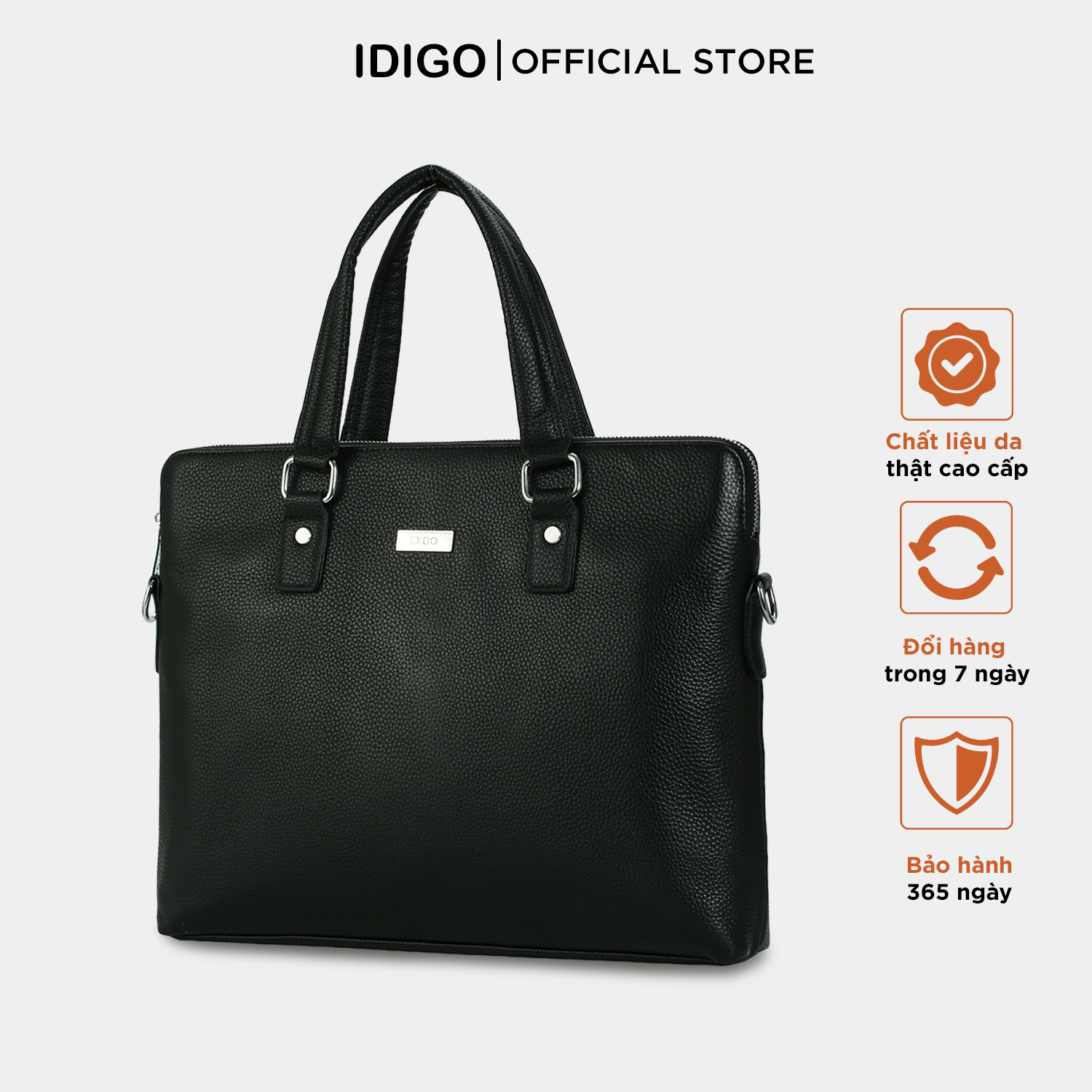 Túi xách laptop 14inch da bò, túi đeo vai công sở nam nữ đựng tài liệu A4 IDIGO MB1 - 16001
