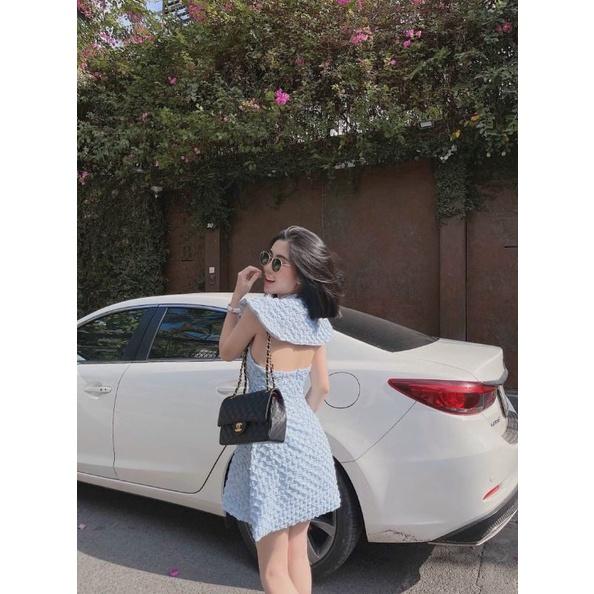 Đầm dự tiệc hở lưng xanh cao cấp Hasun Dress