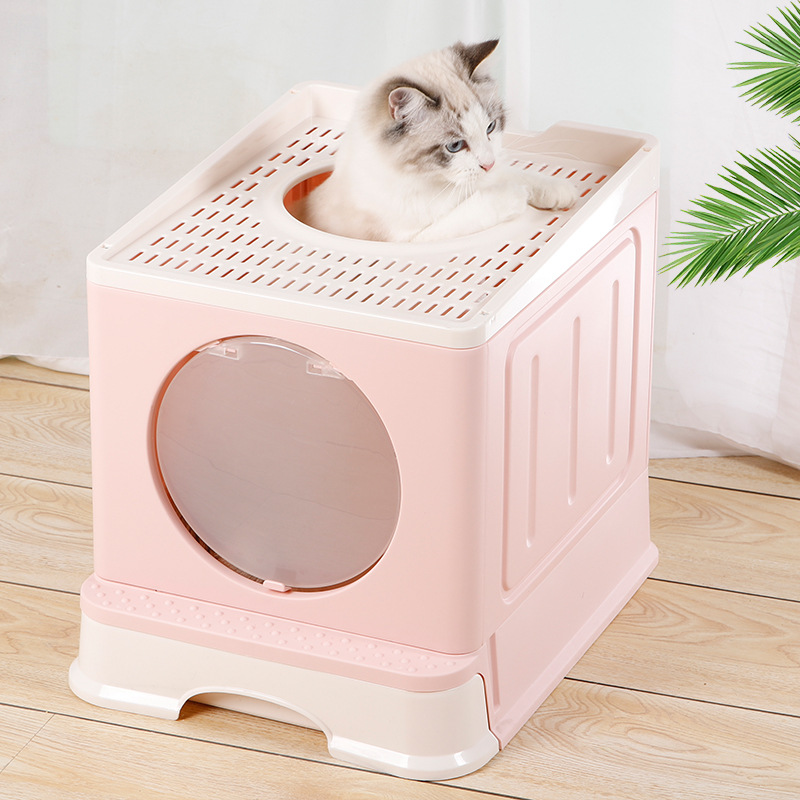 Nhà vệ sinh cho mèo lớn- Nhà vệ sinh mèo 2 cửa chống văng cát có ngăn kéo cho mèo tiện lợi