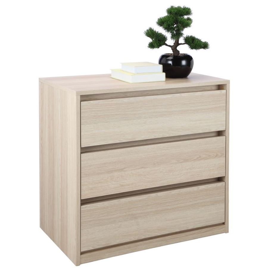 Tủ Đựng Đồ Molly/P Màu 3 Ngăn Kéo Gỗ Sồi Trắng (80 x 49.7 x 75.5 cm) Index Living Mall Nhập Khẩu Thái Lan