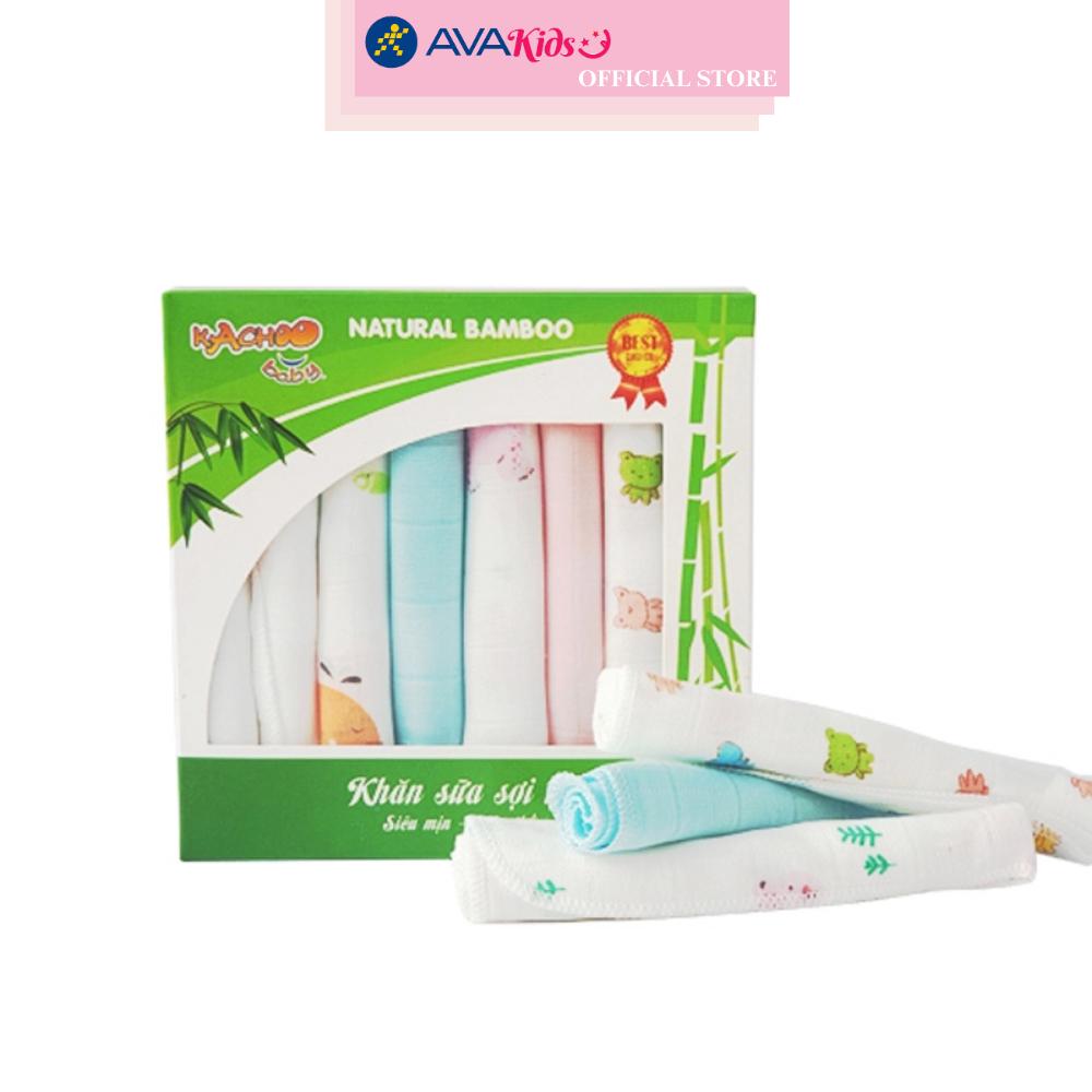 Set 8 cái khăn sữa sợi tre KACHOOBABY 2 lớp 30x30 cm - Màu ngẫu nhiên