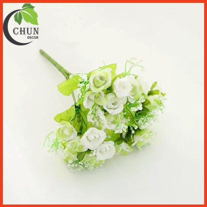 Hoa giả - Giỏ hoa hàng rào hồng tỉ muội 10cm trang trí nhà cửa, văn phòng, góc học tập, làm đạo cụ chụp ảnh