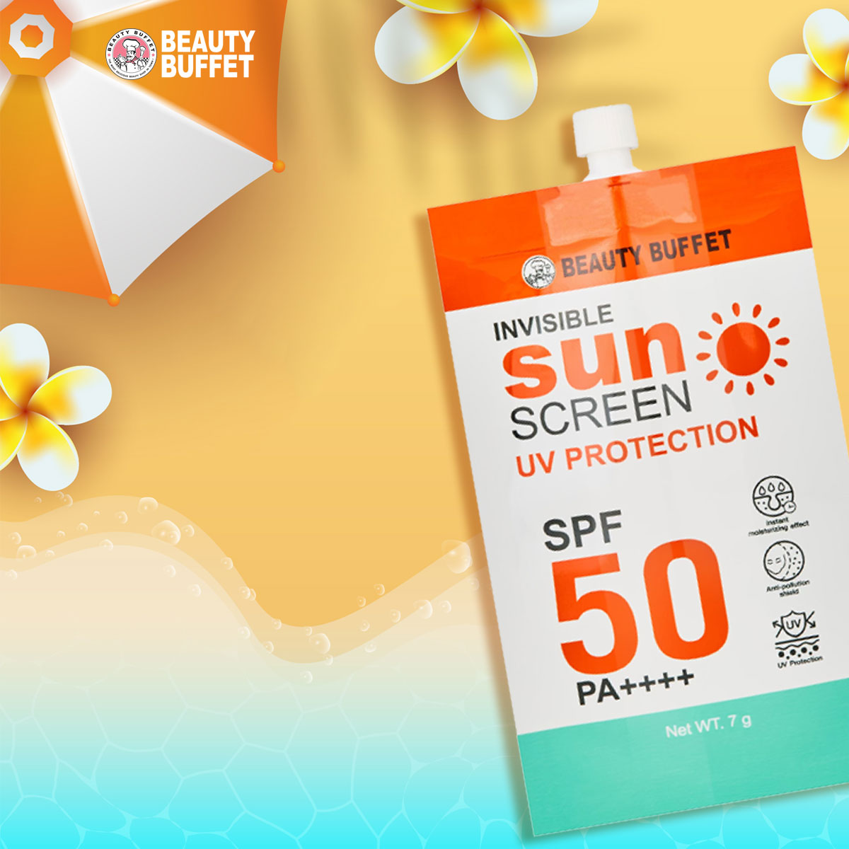 Kem chống nắng cho mặt Beauty Buffet Invisible Sunscreen UV Protection SPF 50 PA++++ 7g