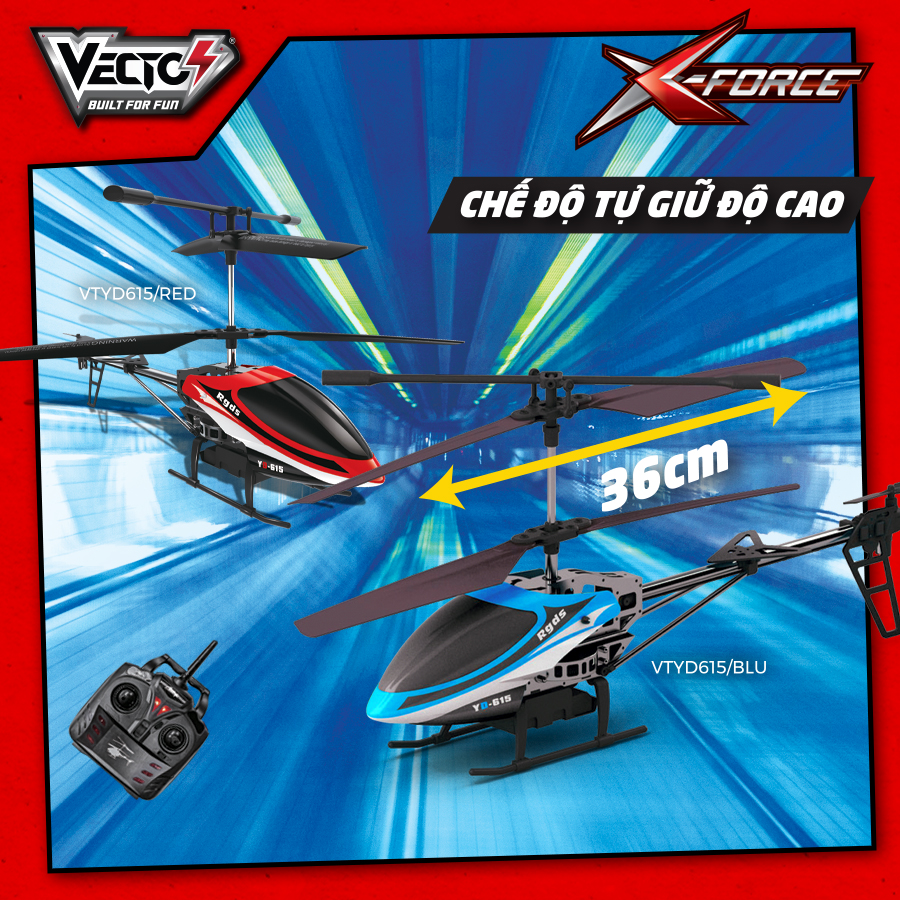 Đồ Chơi VECTO Máy Bay Trực Thăng Điều Khiển Từ Xa X-Force (Đỏ) VTYD615/RED