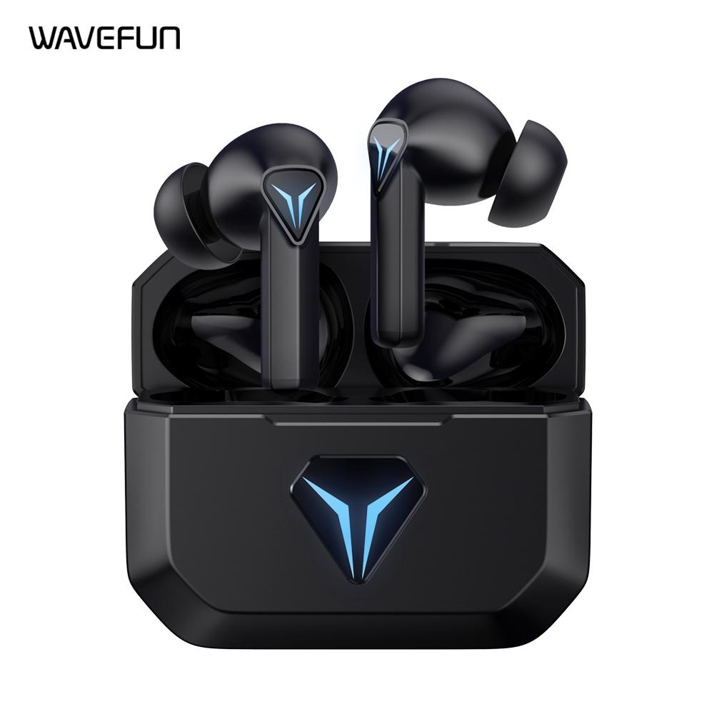 Tai nghe Bluetooth Tai nghe nhét tai chơi game không dây Tai nghe chơi game Wavefun Micrô kép Điều khiển âm lượng có độ trễ thấp 45ms Màu sắc: Đen