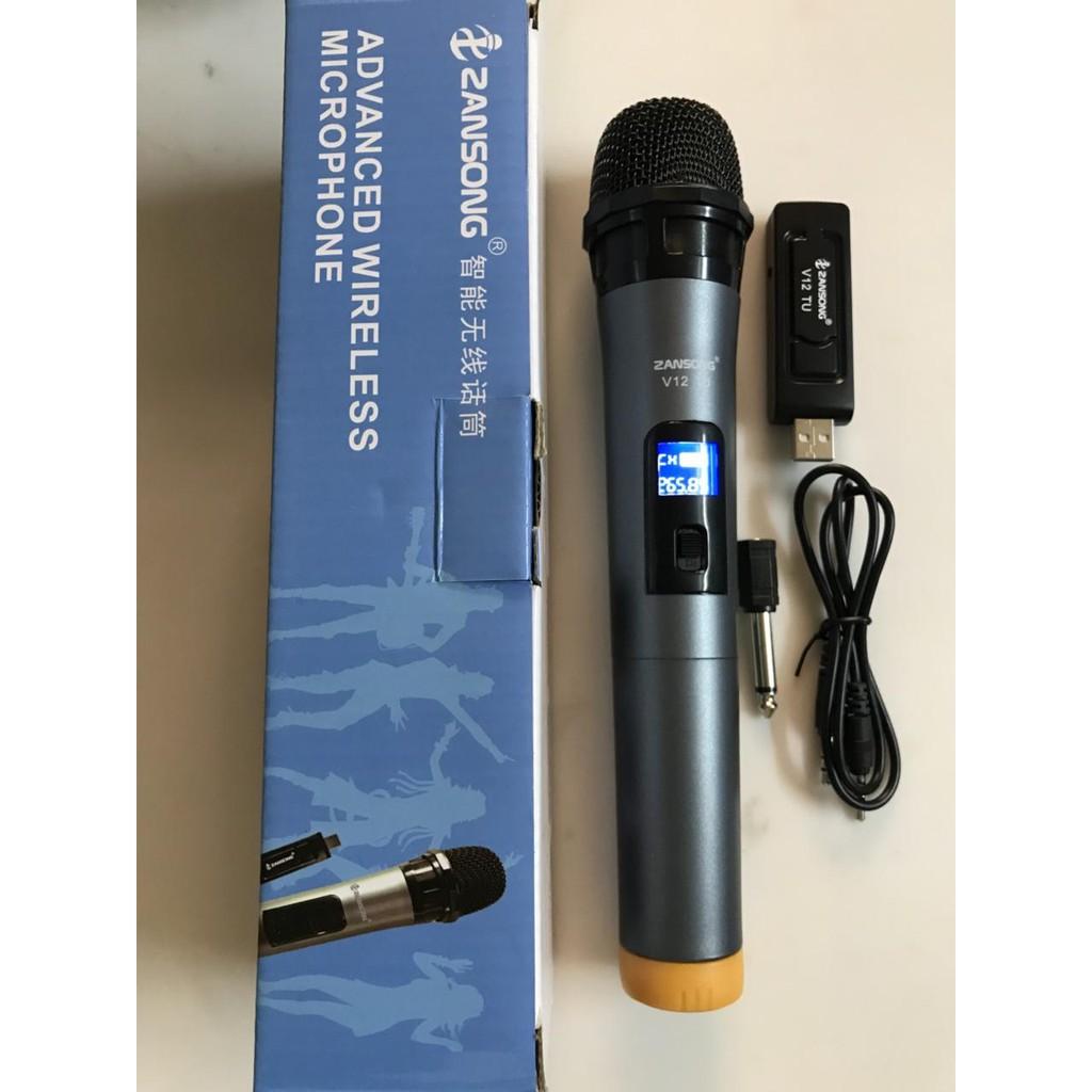 Micro Karaoke V12 không dây cho loa kéo,karaoke,bluetooth Zangsong màn hình LCD Hỗ trợ các thiết bh 12 tháng