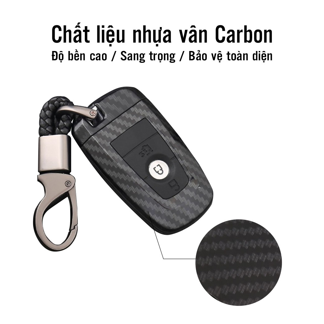 Ốp chìa khóa dành cho xe Ford Everest, Ecosport chất liệu nhựa ABS mạ vân Cacbon - Hàng Chính Hãng