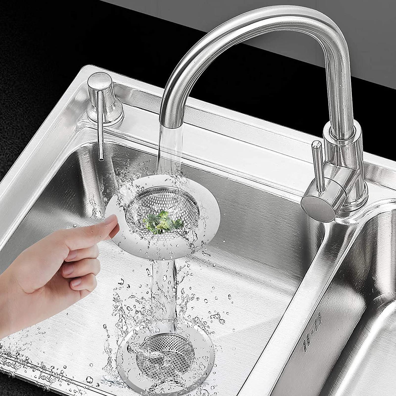Bộ lọc bồn rửa chén bằng thép không gỉ 2 cái có nắp chống tắc nghẽn