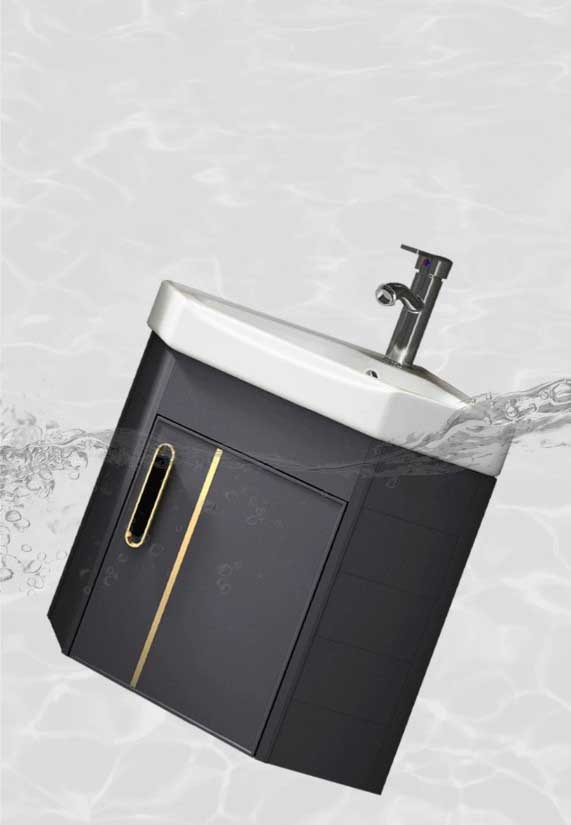 Bộ tủ chậu lavabo phòng tắm bằng nhôm màu xám hoặc trắng treo ở góc tường sử dụng tối ưu không gian