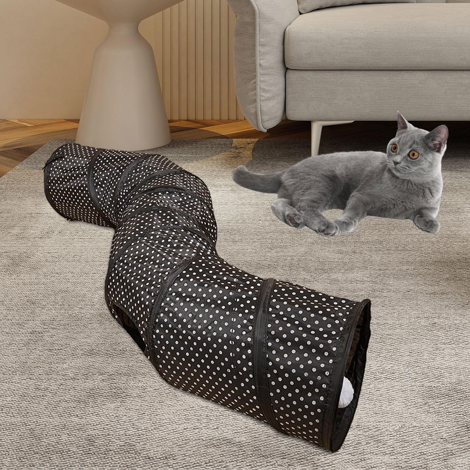Cat Tunnel with Playing Ball Tent Tunnel Folding Play Tunnels Kitten Foldable Tunnel Cat Toy for Kitten Hamster Indoor Cats