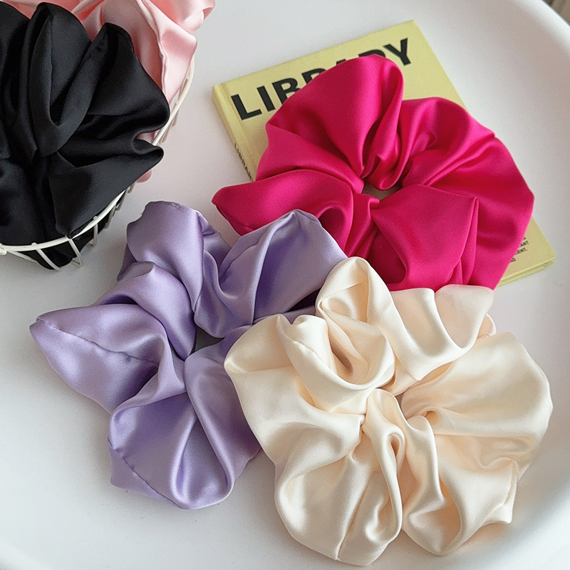 Chun cột tóc nữ, dây cột scrunchies lụa satin phụ kiện cao cấp, đồ buộc tóc, cột tóc scrunchies lụa bản lớn sang chảnh