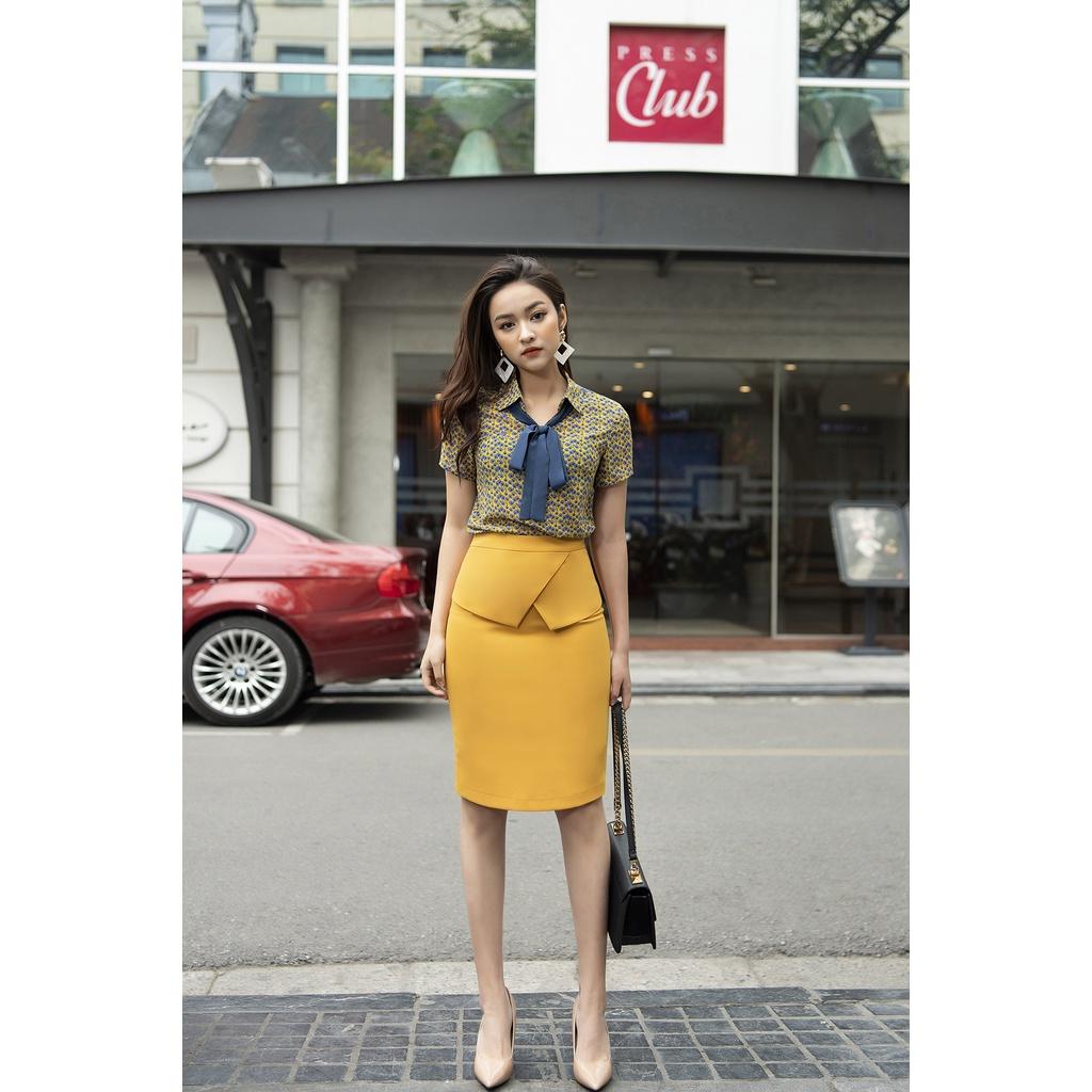 Áo sơ mi nữ công sở LUPERI LFSM1126 thiết kế cổ đức thắt dây hoa văn trẻ trung, hiện đại, dễ mix đồ