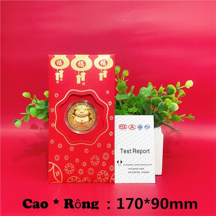 Combo Bao Lì Xì Trâu Vàng Cát Tường mang lại may mắn, hạnh phúc tài lộc, kèm túi Nhung