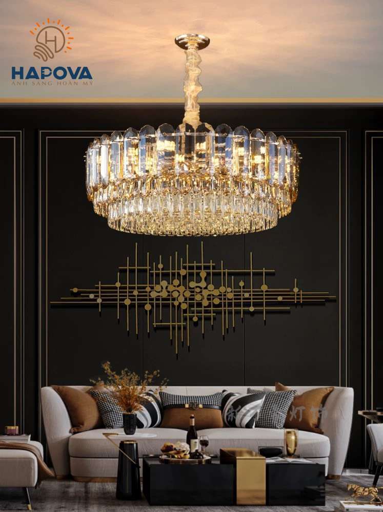 Đèn phòng khách, đèn chùm pha lê cao cấp HAPOVA SIBI 0826 Kèm bóng LED chuyên dụng