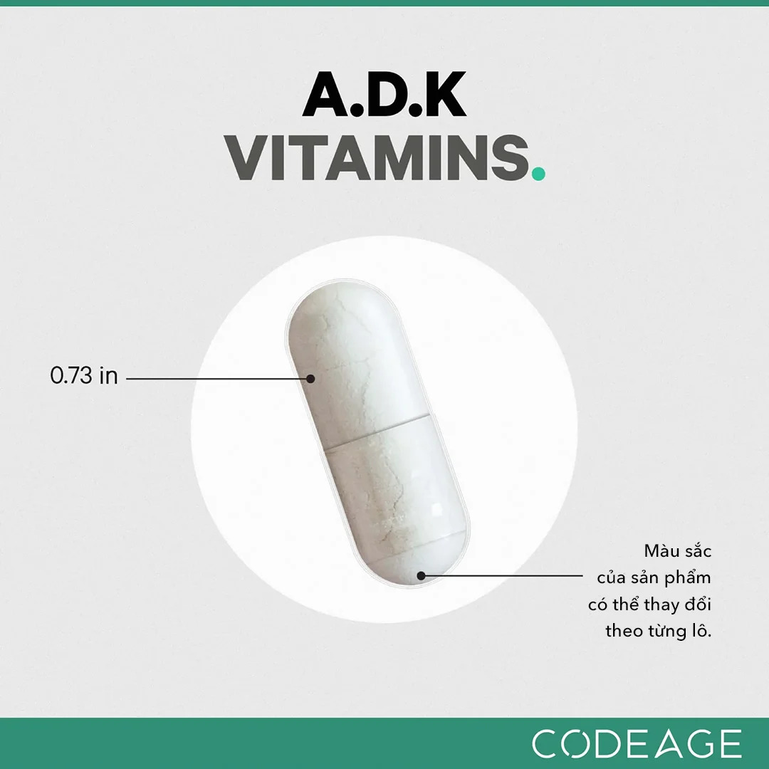 Viên uống vitamin tổng hợp CodeAge - ADK VITAMINS 180 viên - bổ sung vitamin A, D,K