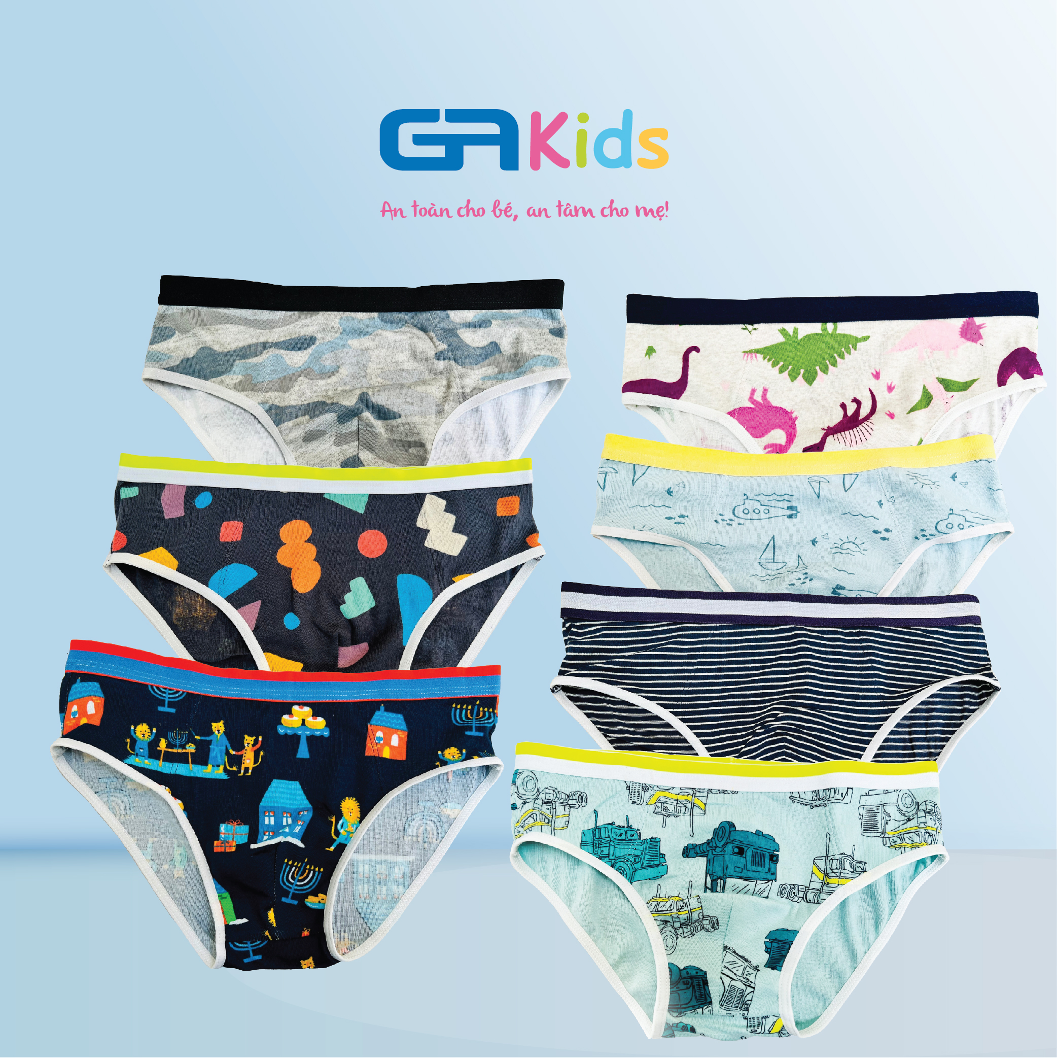 Set 7 Quần Lót Brief Bé Trai GAKIDS - Cotton Cao Cấp, Thấm Hút Tốt, Thoải Mái Cho Bé Trai Năng Động Cả Ngày