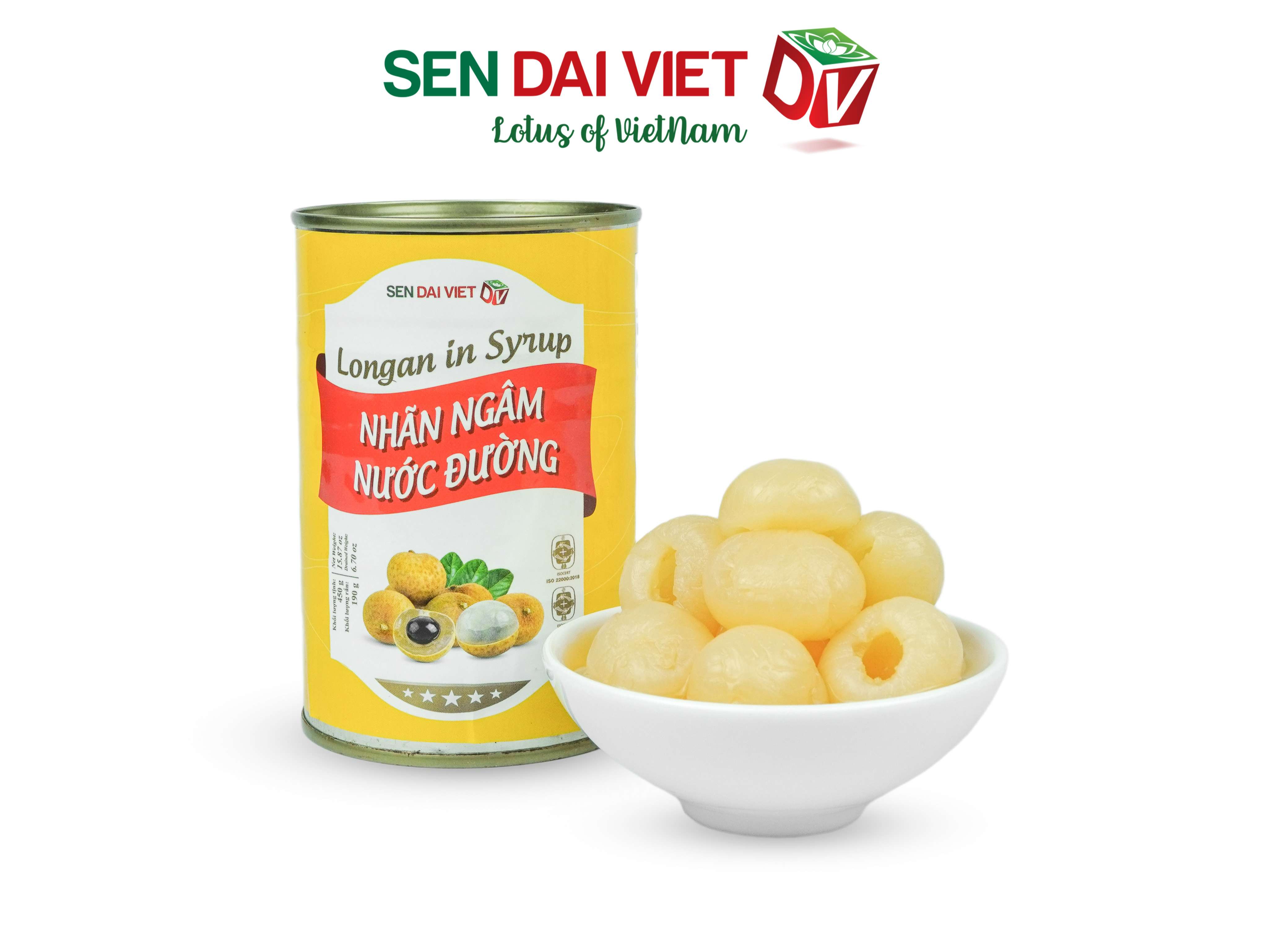 [Thùng 12 Lon] Nhãn Ngâm Nước Đường- Vị Ngọt Tự Nhiên, Trái To, Thịt Giòn, Nguyên Liệu Pha Chế, ĐV- Sen Đại Việt- 450g