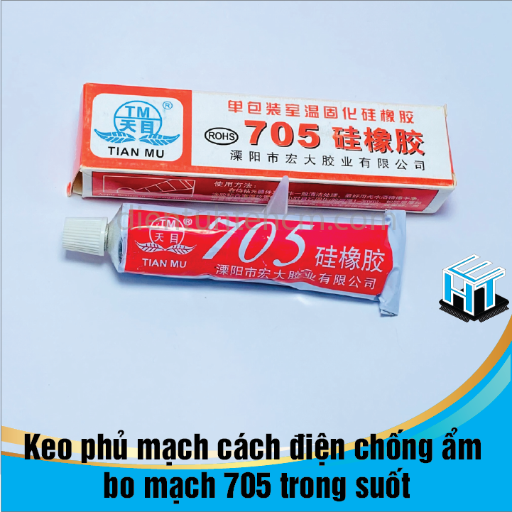 1 Tuýp Keo phủ mạch cách điện chống ẩm bo mạch 705 trong suốt