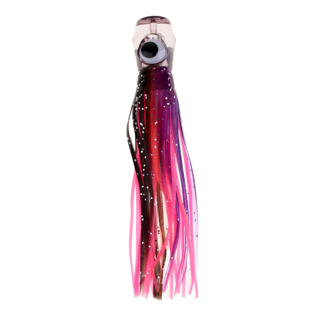 5pcs 3D Eye Jet Head Trolling Skirt Lure Soft Octopus Squid Bait Offshore