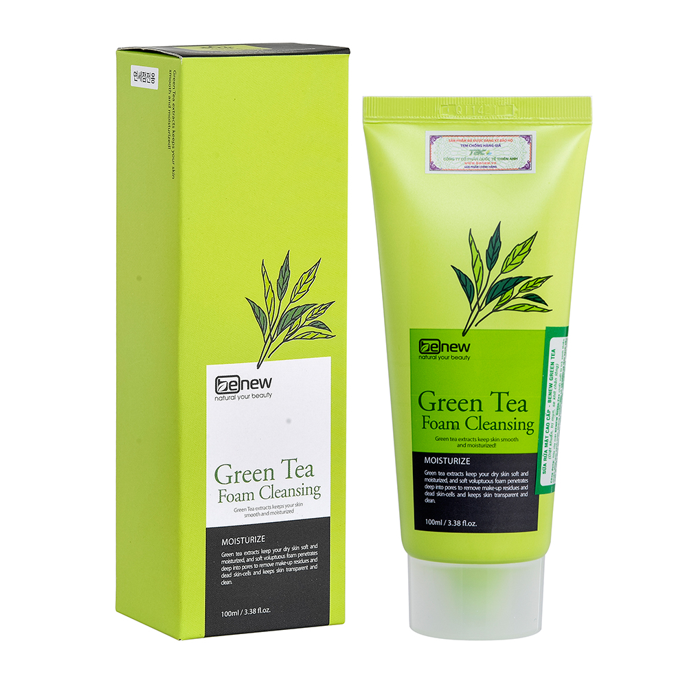 Sữa rửa mặt trà xanh giảm thâm, ngừa mụn Benew Hàn Quốc 100ml + Móc khoá