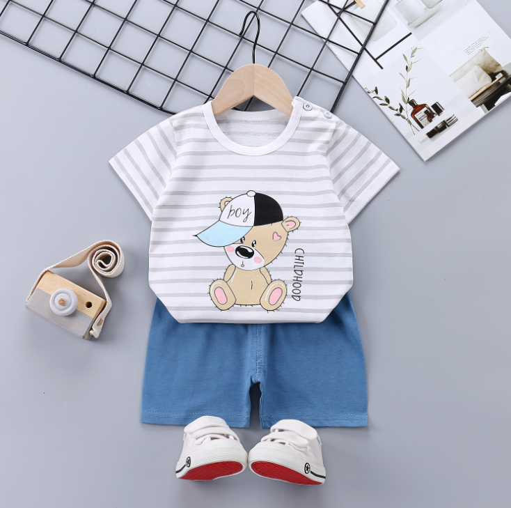 Đồ bộ bé trai, bé gái tay ngắn mặc nhà, đi chơi, bộ quần áo cho bé họa tiết dễ thương từ 9-20kg