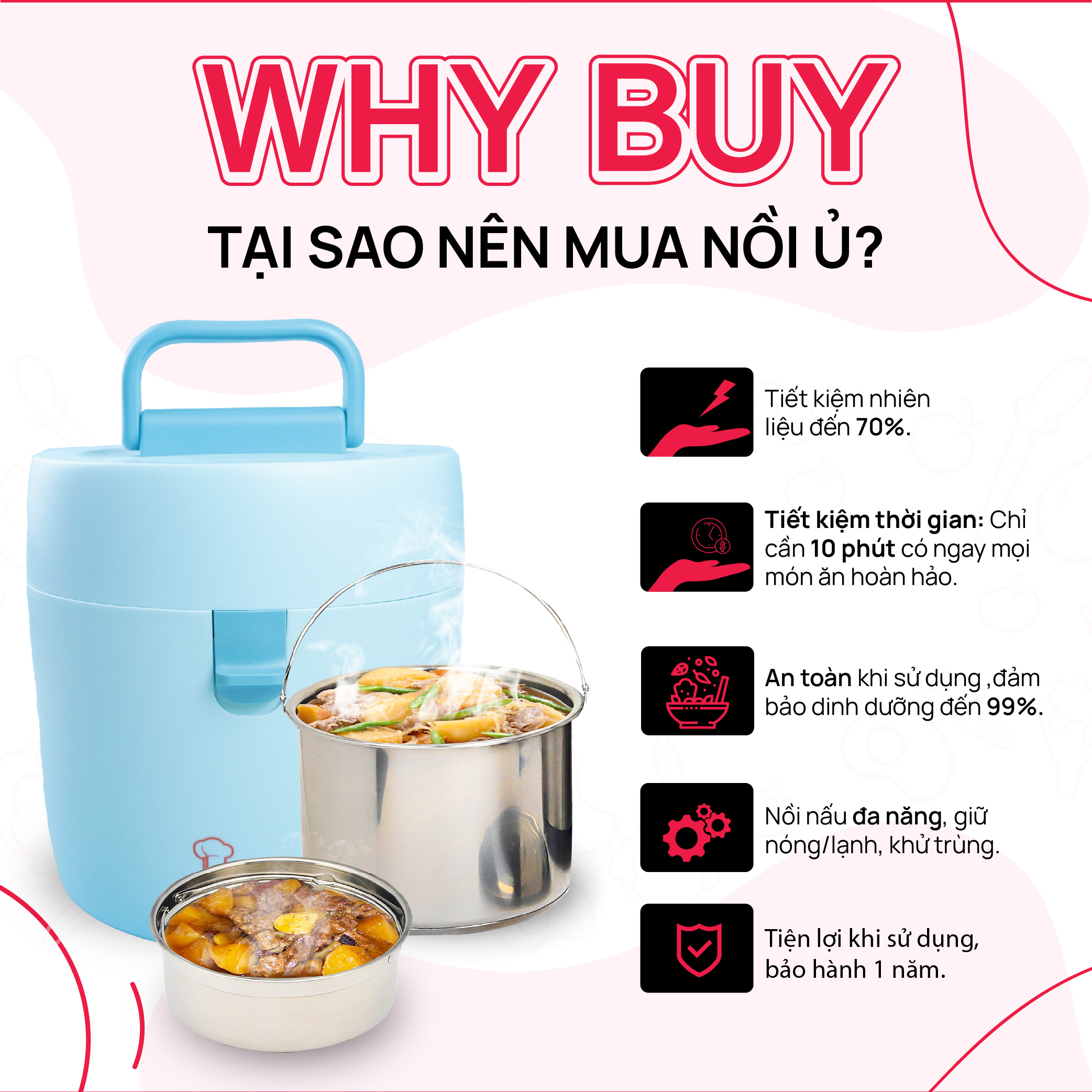 Nồi ủ chân không - nấu chậm cao cấp La gourmet 2.5L màu xanh dương - 397614 (bảo hành 1 năm)