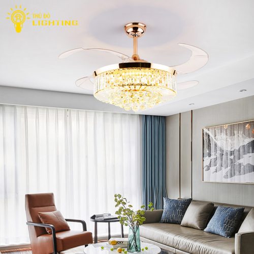 Quạt Trần Có Đèn Led Trang Trí Phòng Khách Phòng Ngủ 3 Cánh 6156 Led 3 Chế Độ Màu Điều Khiển Từ Xa Thông Minh