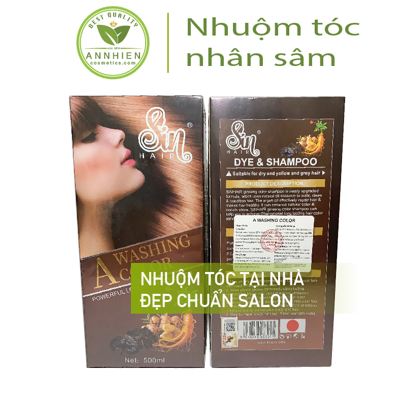 [CHÍNH HÃNG] Dầu Gội Phủ Bạc Nhân Sâm Sin Hair, Phủ Bạc Đen Tóc, Nâu Tóc Từ Lần Gội Đầu Tiên, 100% Thảo Dược Thiên Nhiên