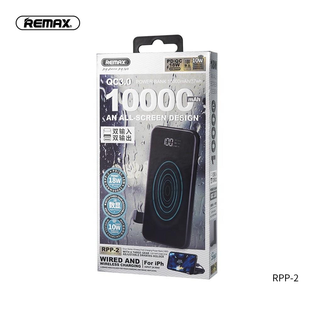 Pin sạc dự phòng không dây kiêm giá đỡ Remax RPP-2 10000mAh 2 cổng input, lõi Li-Polymer - Hàng Chính Hãng