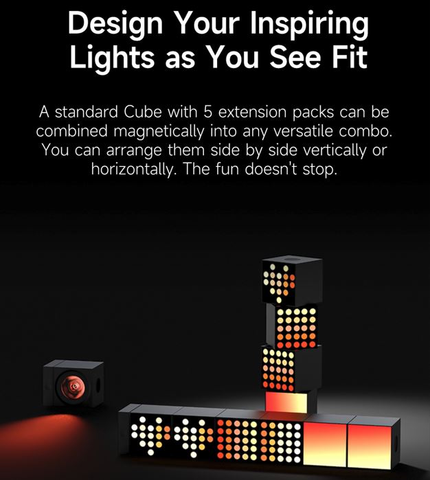 Đèn Yeelight Cube trang trí đa năng thông minh, nhiều hiệu ứng ánh sáng, gamesync, musicsyne, hỗ trợ matter/homekit