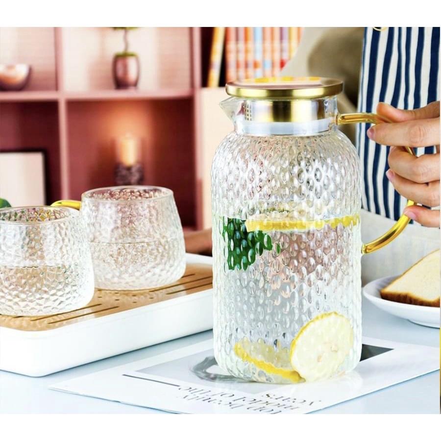 Bình đựng nước uống thuỷ tinh chịu nhiệt lên đến 400 ĐỘ C, sang trọng, tiện lợi