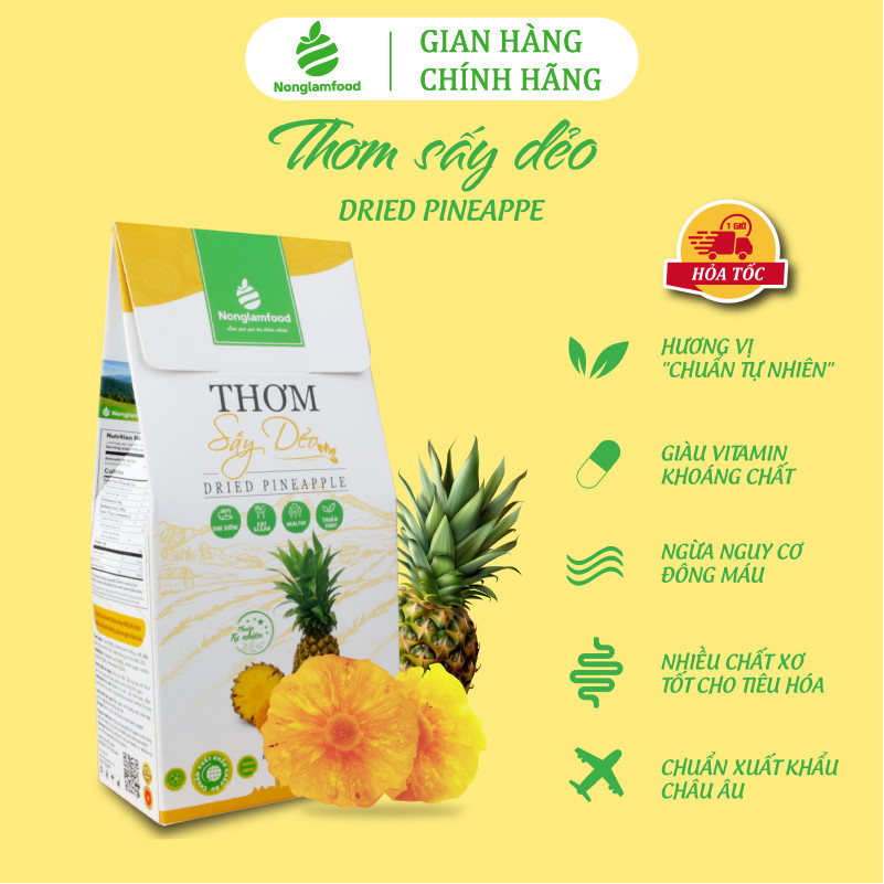 Thơm sấy dẻo Nonglamfood hộp 100g | Ăn vặt tốt cho sức khỏe | Healthy Snack