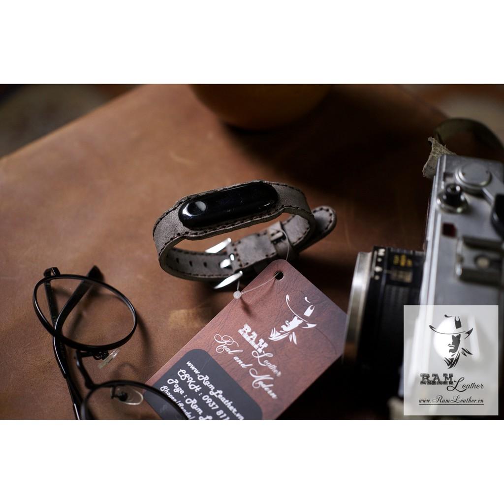 DÂY DA BÒ THẬT MAY TAY CHO MIBAND 5 - CHÍNH HÃNG RAM LEATHER - MI BAND 5 COW LEATHER STRAPS