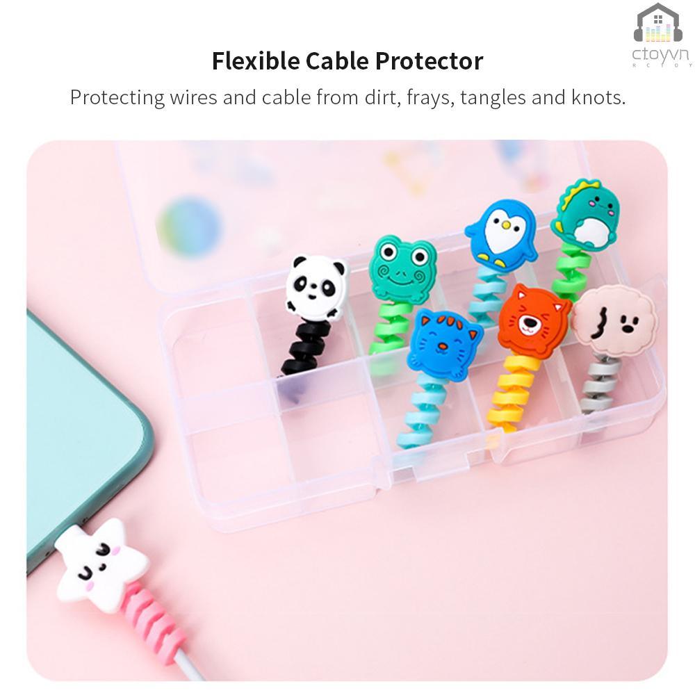 Phụ kiện bảo vệ dây cáp sạc bằng silicone linh hoạt hình động vật dễ thương