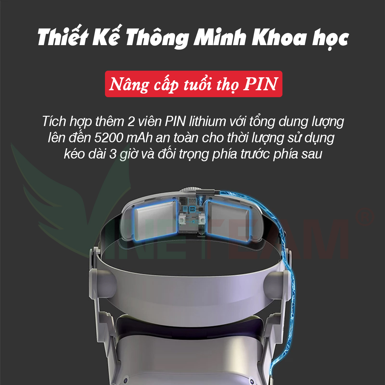 Dây Đeo Thay Thế Cho Oculus Quest 2 FIIT VR T2 Power Có Thể Điều Chỉnh Băng Tần Dung Lượng Pin 5000mAh