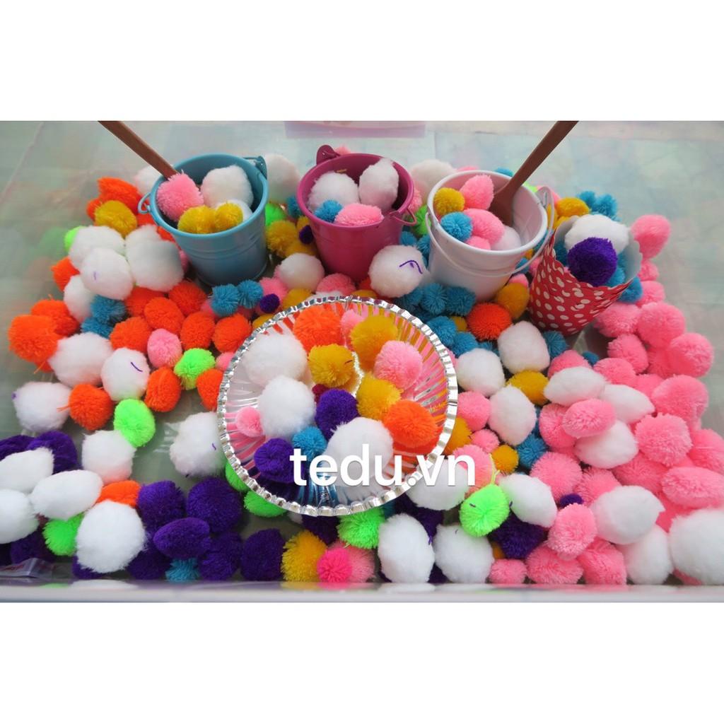 Pompom len 1,5cm chơi bột nặn đất nặn an toàn TEDU