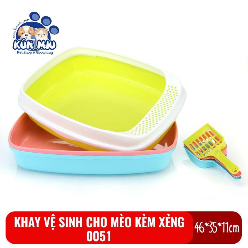 Khay vệ sinh đựng cát cho mèo kèm xẻng 0051 chất liệu nhựa PP cao cấp