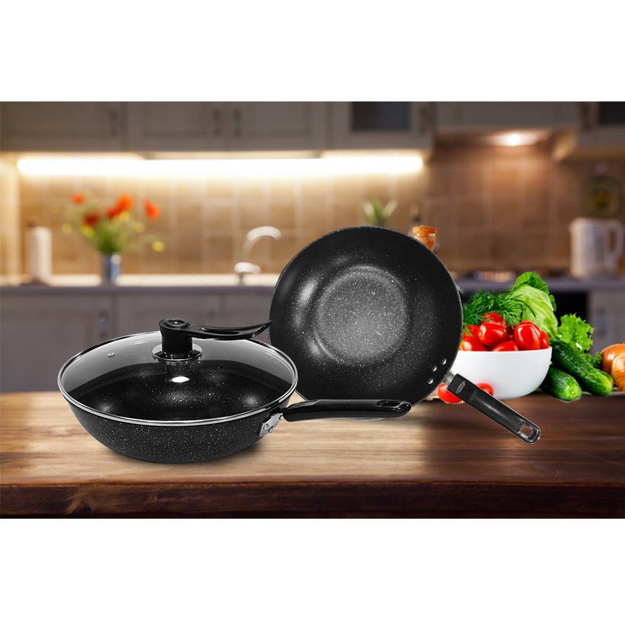 Bộ chảo bằng đá carbon 3 món tặng bộ 5 thố inox