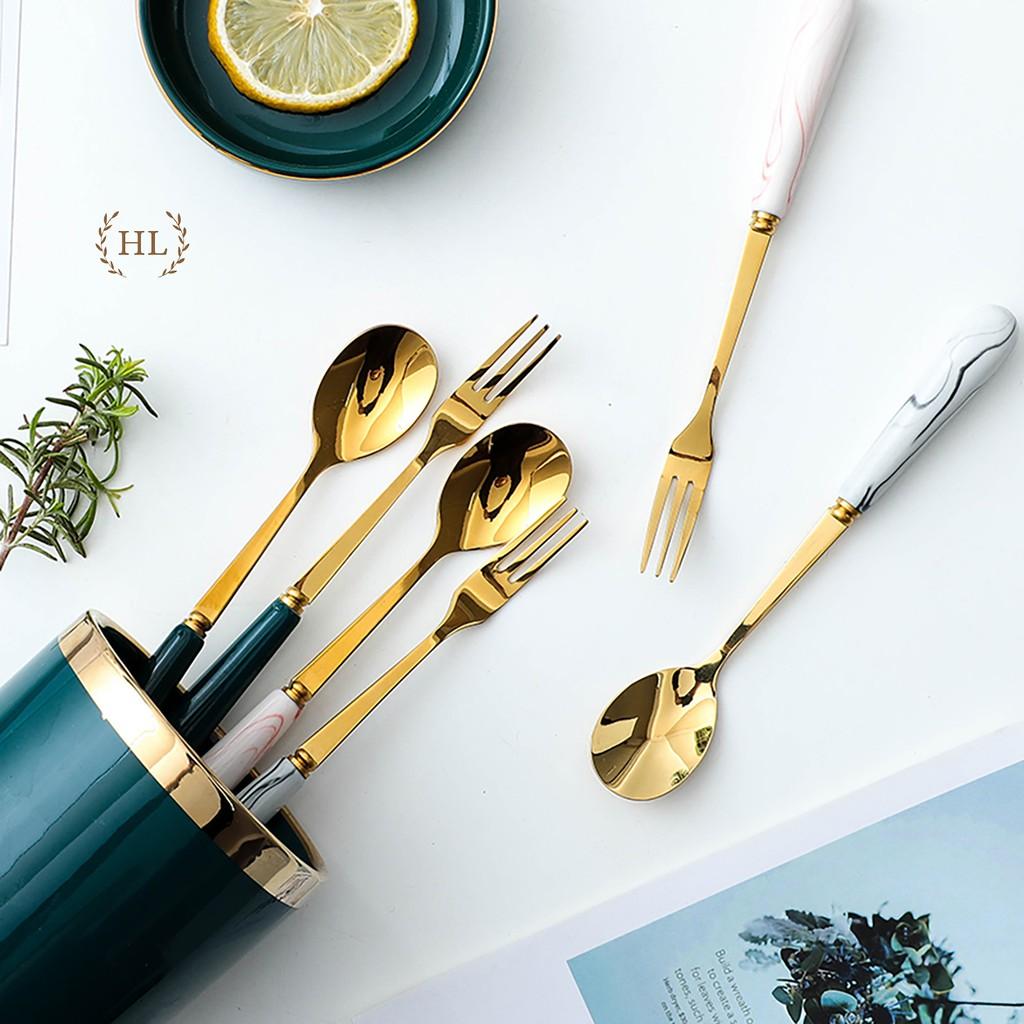 Thìa cafe - Nĩa size Bé | THÌA NĨA INOX CÁN SỨ