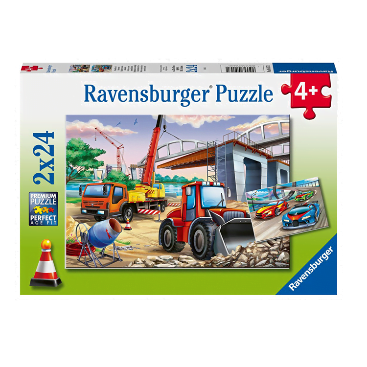 Xếp hình puzzle Construction & Cars 2 bộ 24 mảnh RAVENSBURGER RV051571